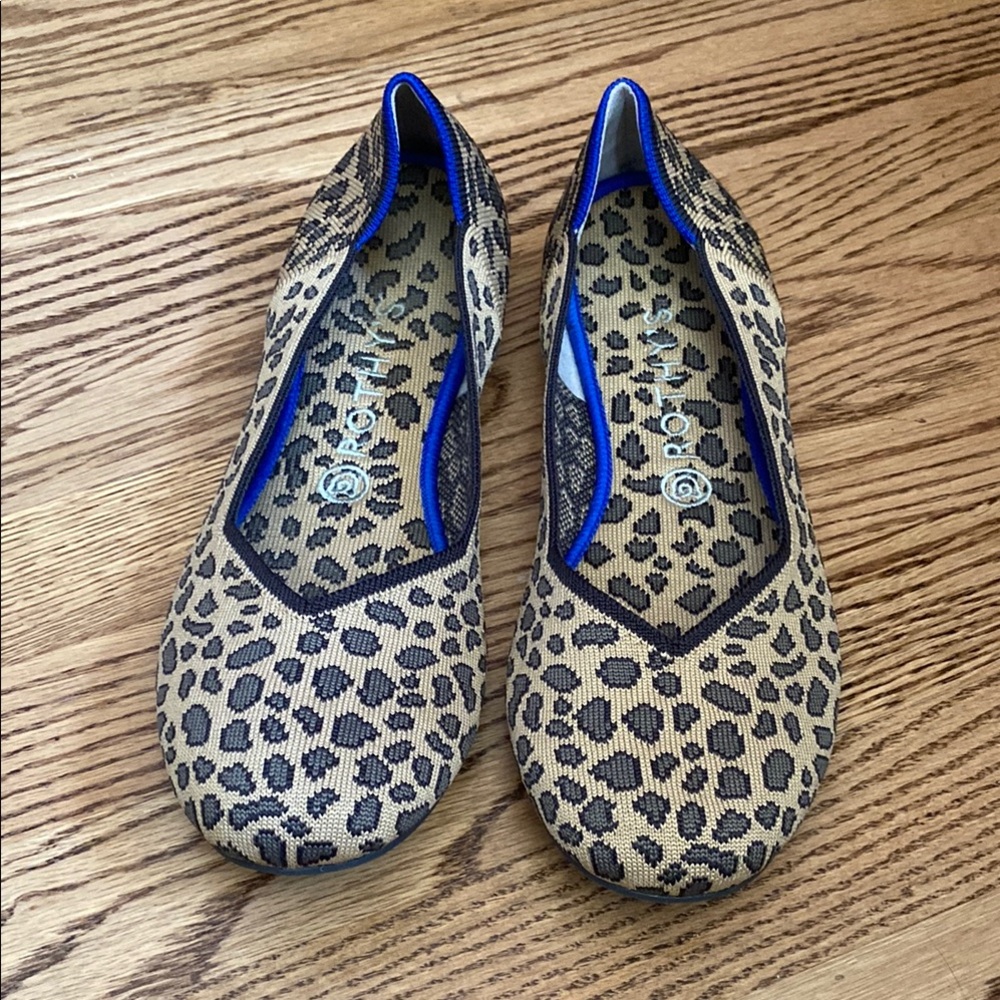 Rothy's Tan and Black Leopard Flats